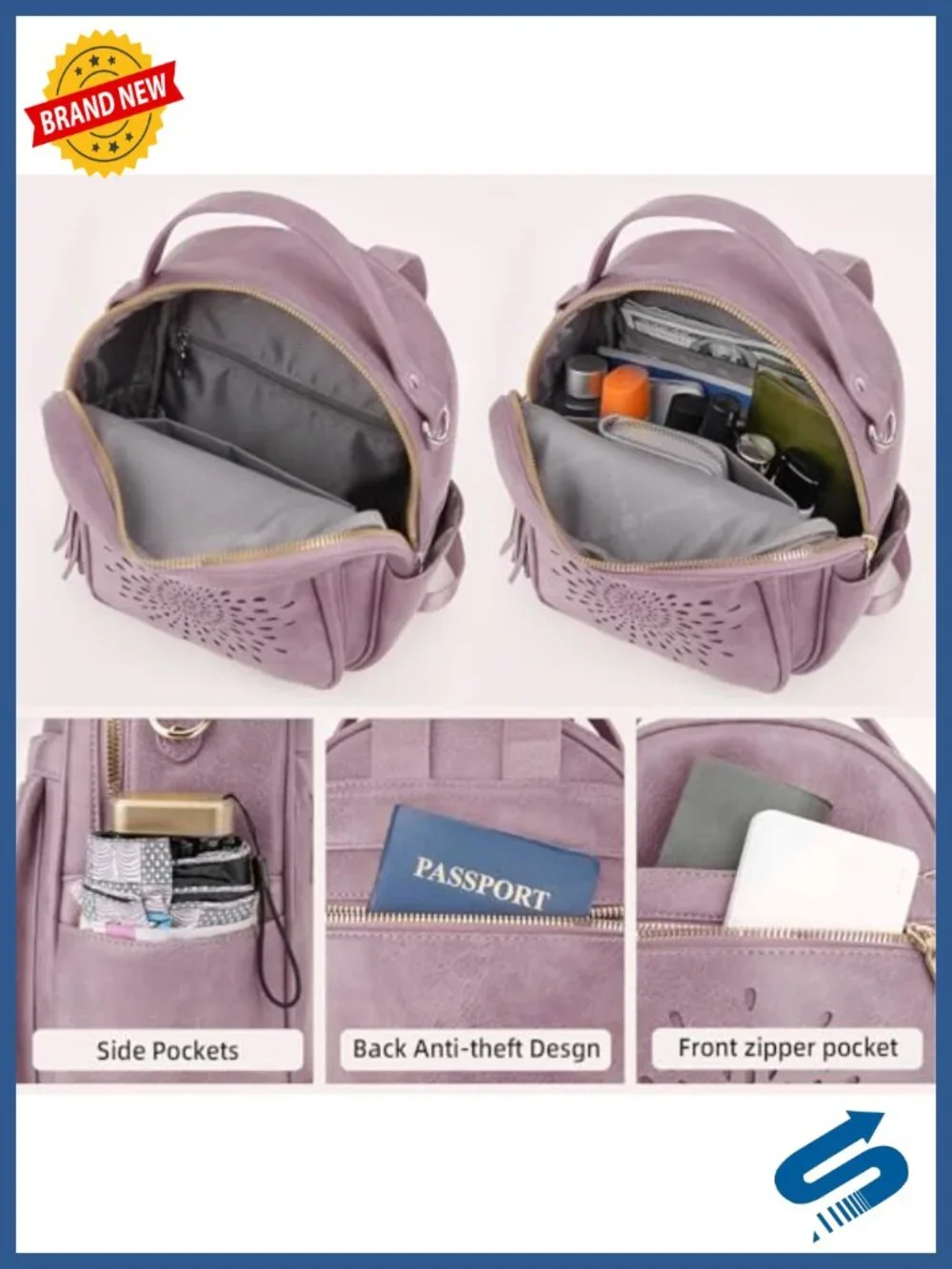 Women Mini Backpack Purse PU Leather Waterproof Convertible Travel Daypack